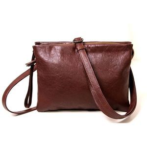 LUCKY BRAND BROWN GENUINE LEATHER ZIP SHOULDER BAG XBODY MESSENGER HANDBAG